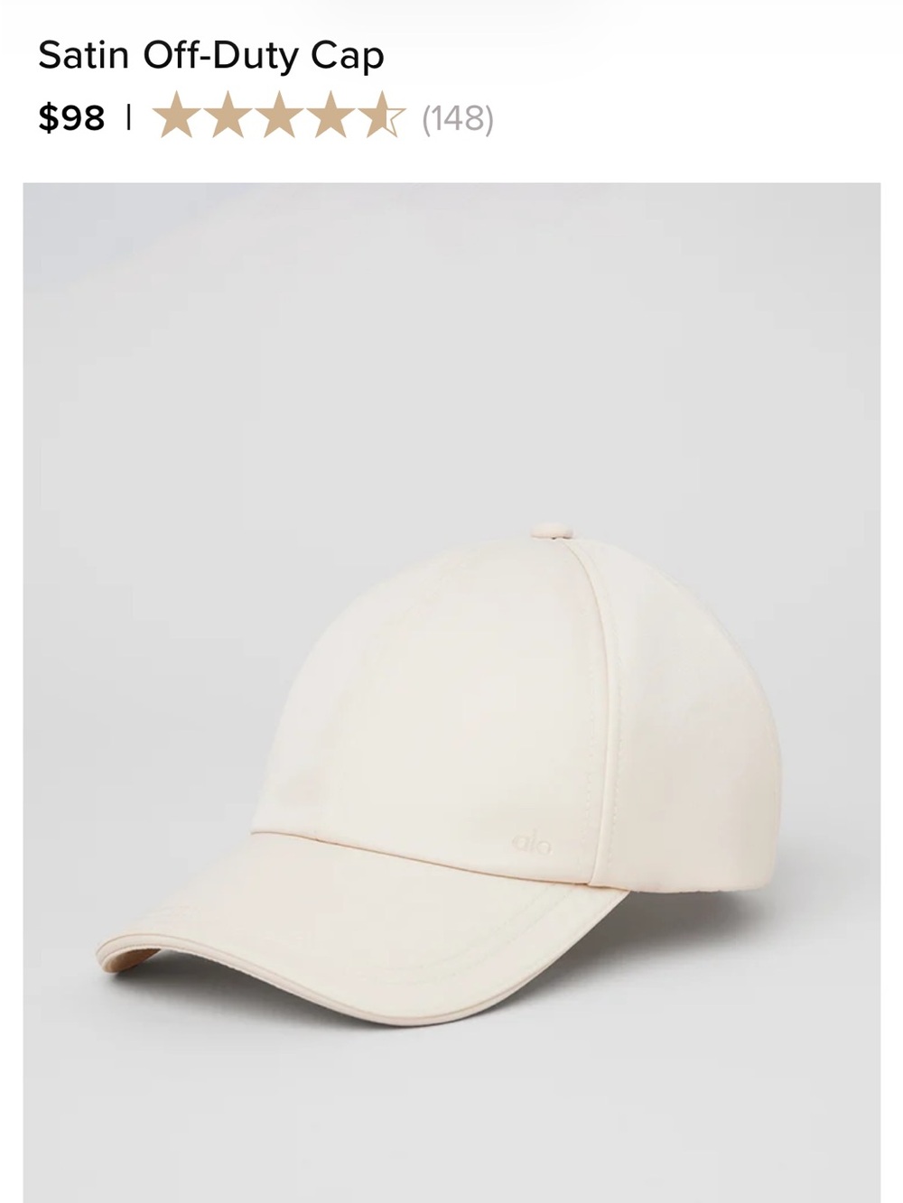 ALO Yoga Satin Off-Duty Cream women’s Baseball Cap